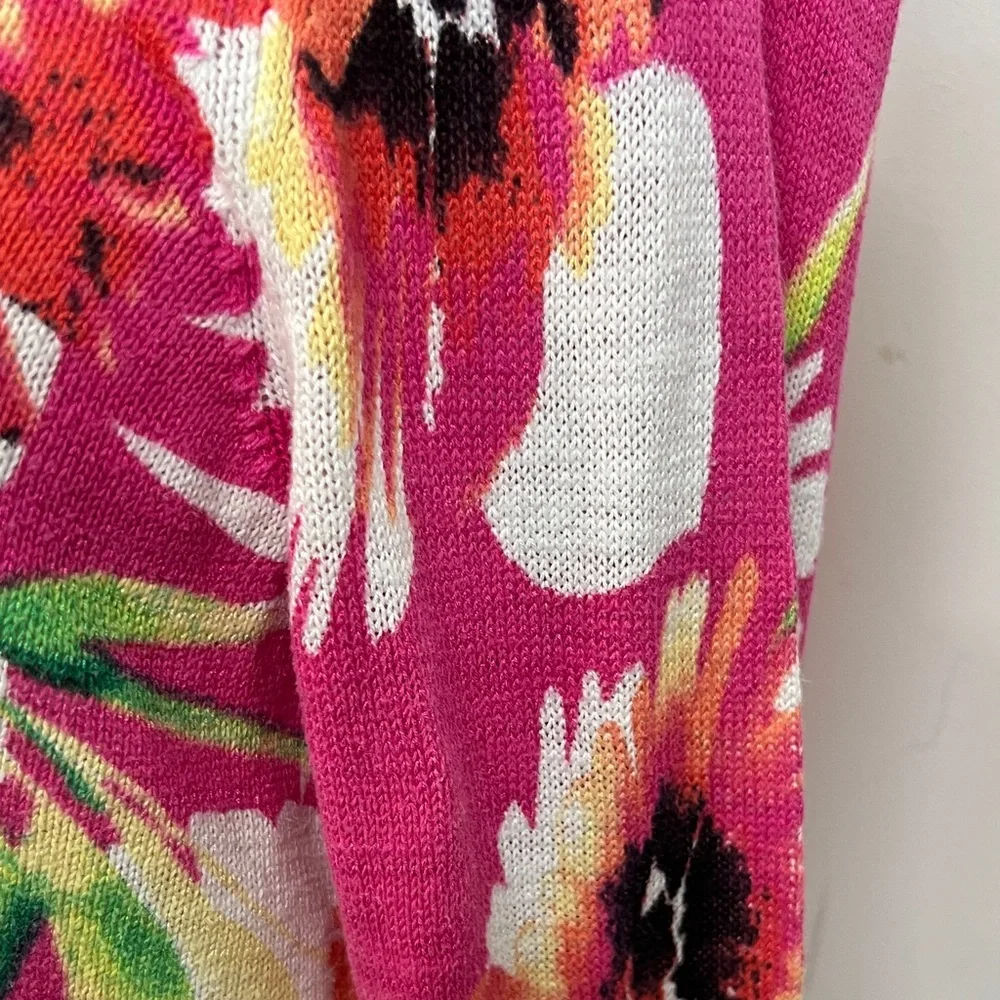 Chicos Pink Tropical Floral Knit Top M - Picture 6 of 8
